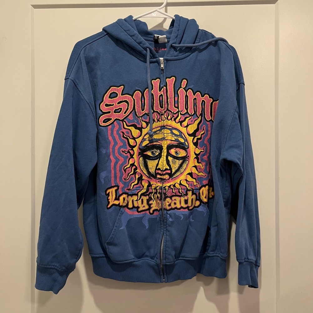 Sublime Band Hoodie H&M Divided Blue Full Zip Sun Graphic Sweatshirt Small